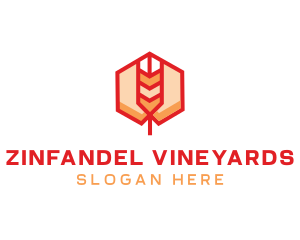 Red Wheat Hexagon logo design