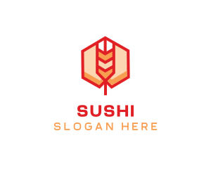 Red Wheat Hexagon logo design