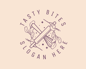 Delicious - Bakery Leaves Rolling Pin logo design