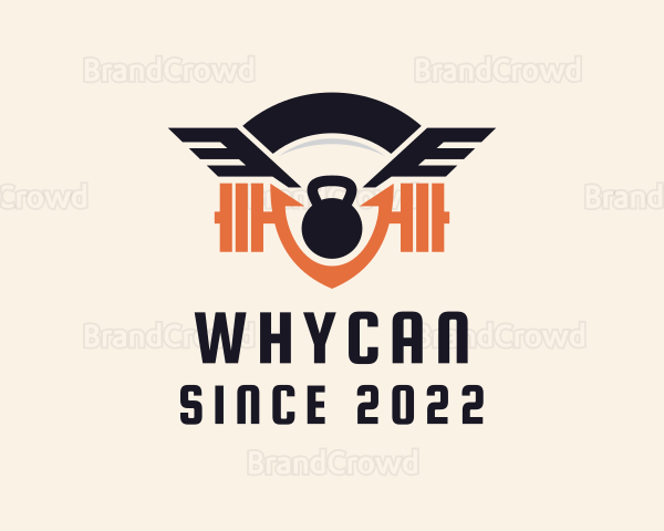 Hipster Kettlebell Wings Logo