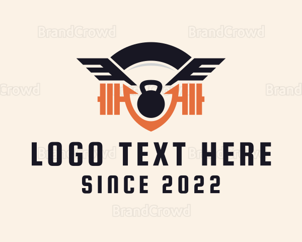 Hipster Kettlebell Wings Logo