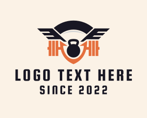 Exercise - Hipster Kettlebell Wings logo design