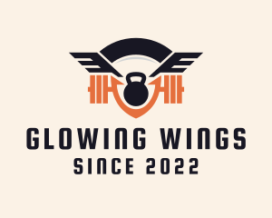 Hipster Kettlebell Wings logo design