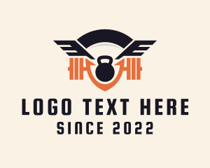 Weightlifter - Hipster Kettlebell Wings logo design