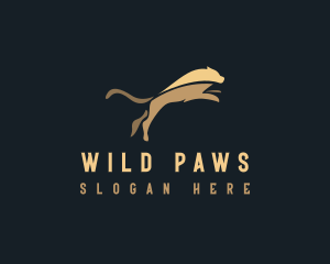 Jumping Wild Jaguar Animal logo design