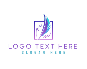 Writer - Feather Writer Quill logo design