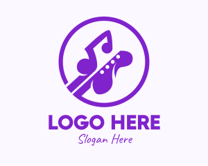 Musical Instrument - Purple Electric Guitar logo design