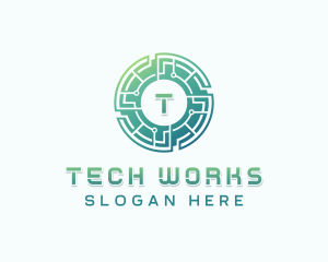 Tech Circuit Cybersecurity logo design