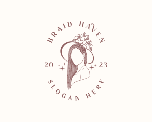 Braids - Floral Hat Woman logo design