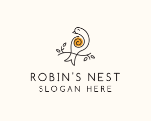 Spiral Robin Bird logo design