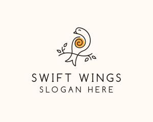 Swallow - Spiral Robin Bird logo design