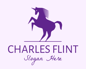 Violet Unicorn Horse logo design