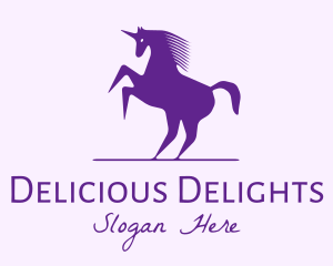 Violet Unicorn Horse logo design