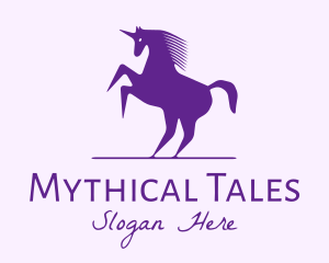 Violet Unicorn Horse logo design