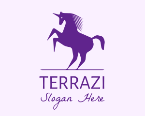 Violet Unicorn Horse logo design