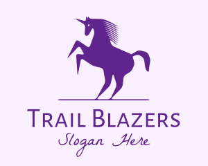 Violet Unicorn Horse logo design