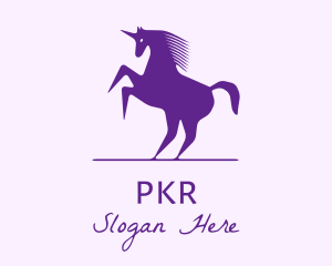 Violet Unicorn Horse logo design