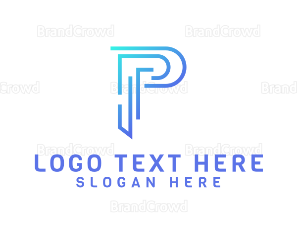 Digital Tech Letter P Logo