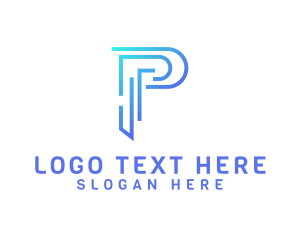 Futuristic - Digital Tech Letter P logo design