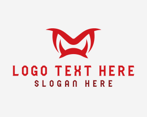 Video Game - Red Fangs Letter M logo design