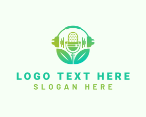 Headphones - Mic Podcast Gardening logo design