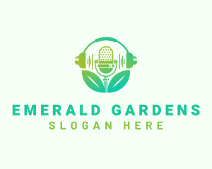 Mic Podcast Gardening logo design