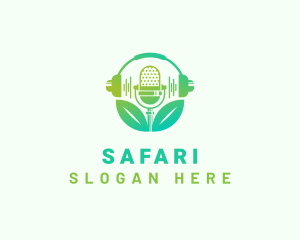 Headphones - Mic Podcast Gardening logo design