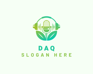Vlog - Mic Podcast Gardening logo design