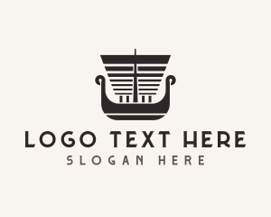 Ship - Viking Medieval Ship logo design