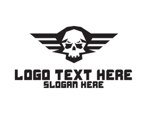 Metal Music - Skull Wings Aviation logo design