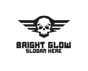 Wings - Skull Wings Aviation logo design