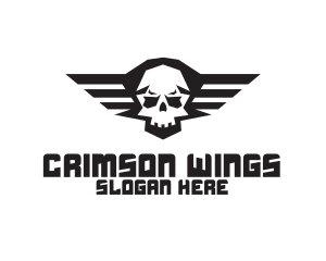 Skull Wings Aviation logo design