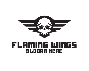 Wings - Skull Wings Aviation logo design