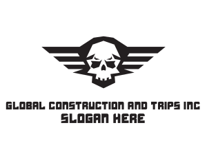 Skull Wings Aviation logo design