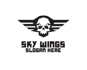 Skull Wings Aviation logo design