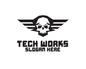 Skull Wings Aviation logo design