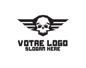 Heavy Metal - Skull Wings Aviation logo design