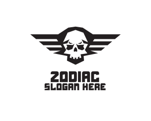 Metal Music - Skull Wings Aviation logo design