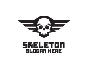 Skull Wings Aviation logo design