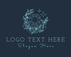 High End - Blue Floral Gemstone logo design