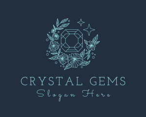 Blue Floral Gemstone logo design