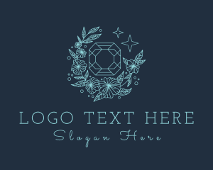 Upscale - Blue Floral Gemstone logo design