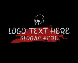 Horror - Skull Red Splash Wordmark logo design