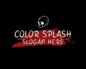 Skull Red Splash Wordmark logo design