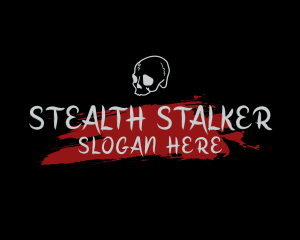 Skull Red Splash Wordmark logo design