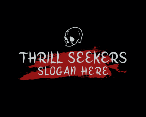 Suspense - Skull Red Splash Wordmark logo design