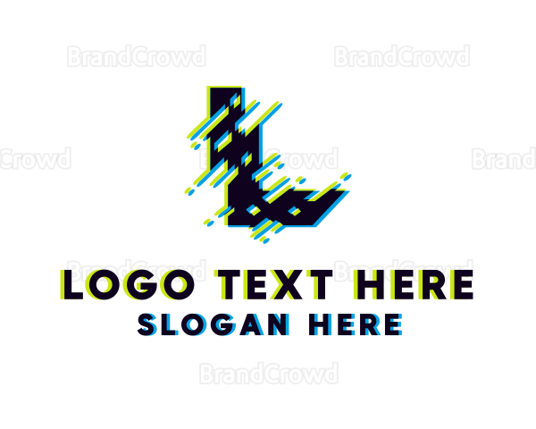 Distorted Glitch Letter L Logo