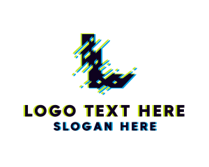 Glitch - Distorted Glitch Letter L logo design