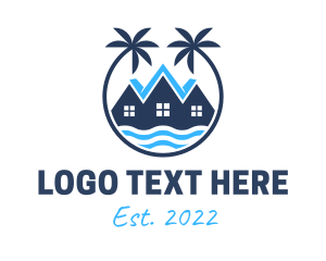 Miami - Palm Tree Beach Resort logo design