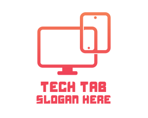 Tablet - Red Gadget Technician logo design